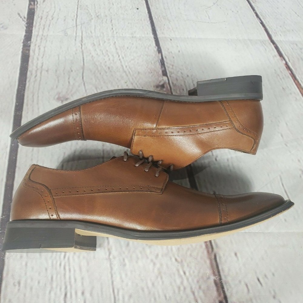 Asher Green Men's Brown Genuine Leather Oxford Shoes - Picture 6 of 9